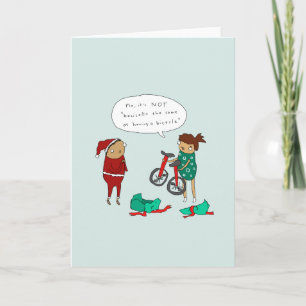 Two Unicycles   Funny Comic Cycling Christmas Card