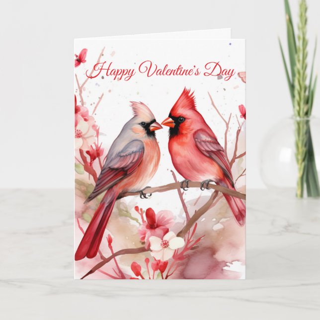 Two Valentine Cardinals Holiday Card (Front)