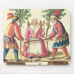 Two Venetian magicians sawing a woman in half Mouse Pad