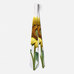 Two Vibrant Sunflowers with Lush Green Leaves Tie