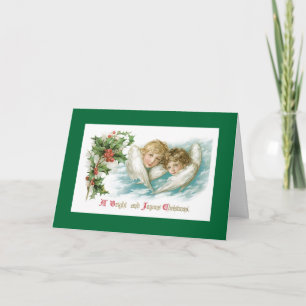 Two Victorian Children Christmas Angels Holiday Card