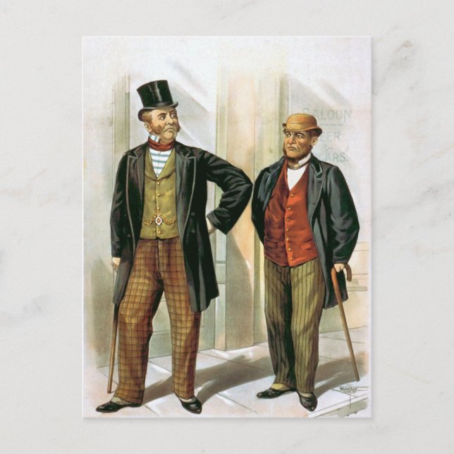 "Two Victorian Gentlemen" Vintage Postcard (Front)