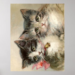 Two Victorian kittens Poster