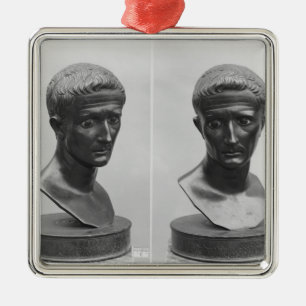 Two views of a bust of Emperor Augustus Metal Ornament