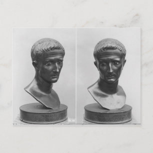 Two views of a bust of Emperor Augustus Postcard