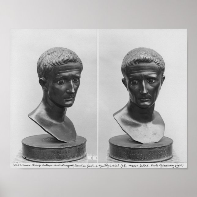 Two views of a bust of Emperor Augustus Poster (Front)