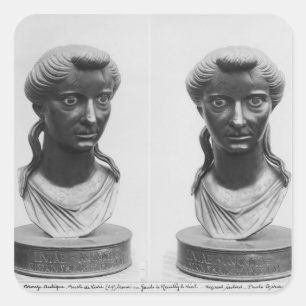 Two views of a bust of Livia Square Sticker