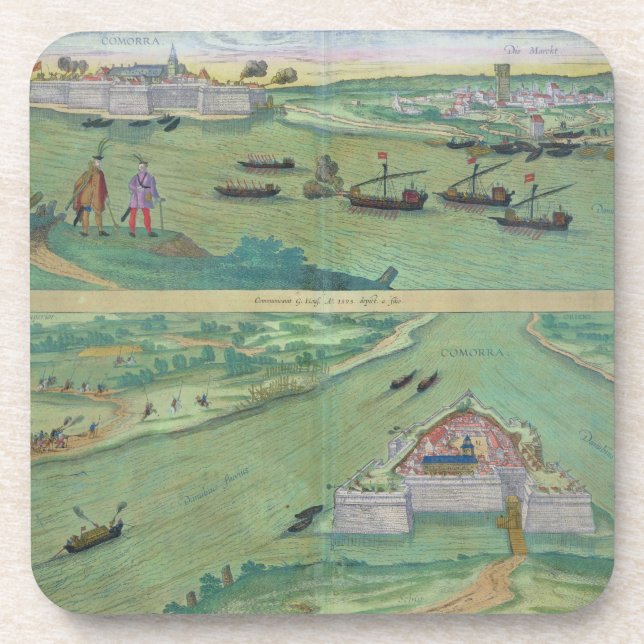 Two Views of Comorra, from 'Civitates Orbis Terrar Coaster (Front)