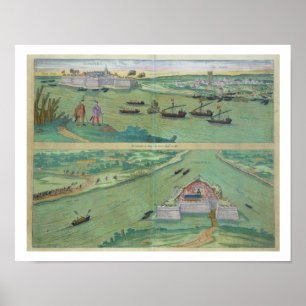 Two Views of Comorra, from 'Civitates Orbis Terrar Poster