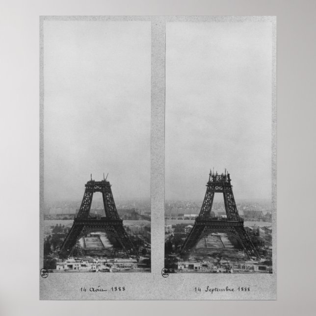 Two views of the construction of the Eiffel Poster (Front)