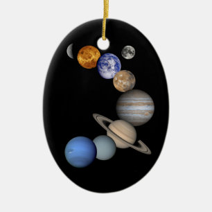 Two Views Of The Solar System Ceramic Tree Decoration