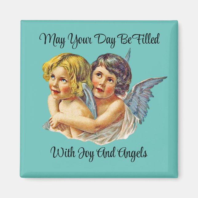 Two Vintage Angels Square Magnet (Front)