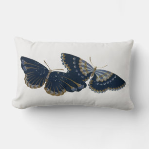 Two Vintage Butterflies Lumbar Cushion