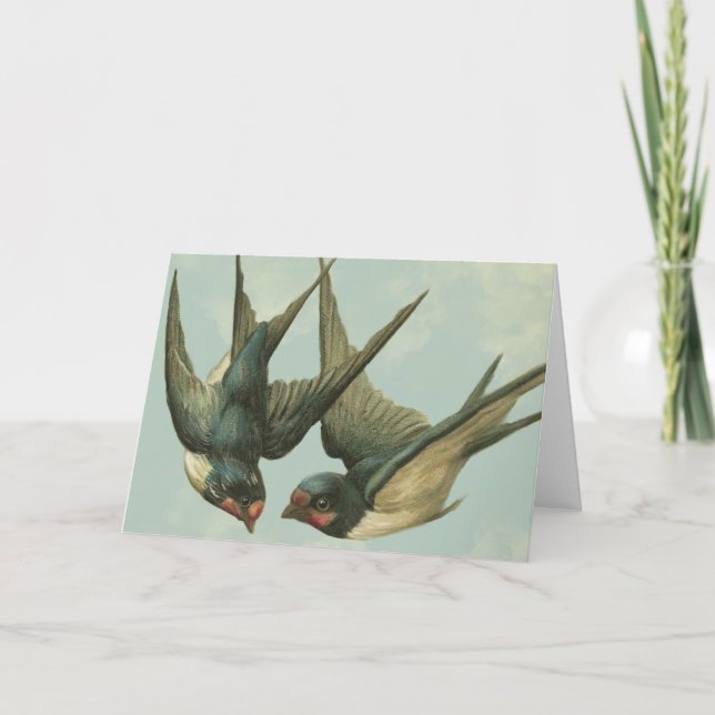 Two Vintage Swallows Card (Front)