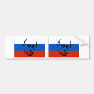 TWO Vladimir Putin/Russian Flag Bumper Sticker