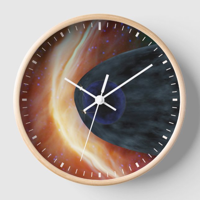 Two Voyager Spacecraft Exploring Turbulent Space. Clock (Front)
