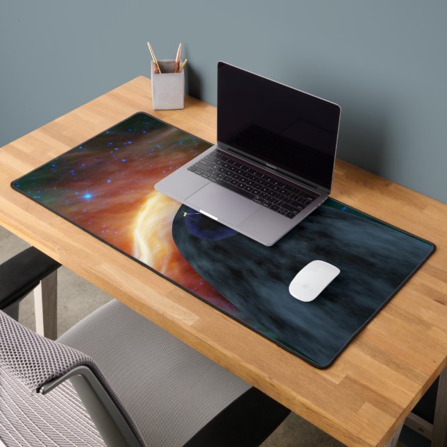 Two Voyager Spacecraft Exploring Turbulent Space. Desk Mat (Office 2)