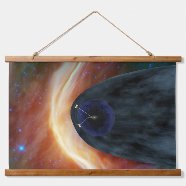 Two Voyager Spacecraft Exploring Turbulent Space. Hanging Tapestry (Front)