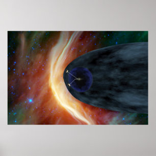 Two Voyager Spacecraft Exploring Turbulent Space. Poster