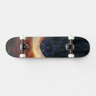 Two Voyager Spacecraft Exploring Turbulent Space. Skateboard