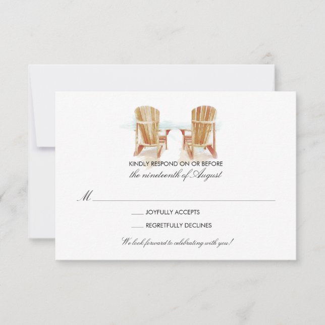 Two Watercolor Adirondack Chairs RSVP Card (Front)