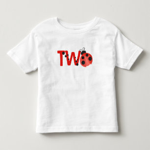 "Two" Watercolor Ladybug 2nd Birthday Shirt