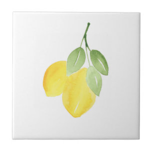 Two Watercolor Lemons Ceramic Tile
