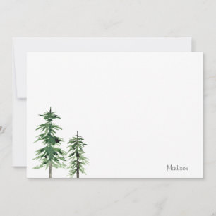Two Watercolor Pine Trees Card