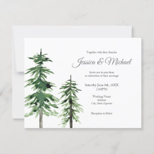 Two Watercolor Pine Trees Invitation