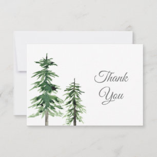 Two Watercolor Pine Trees  Thank You Card