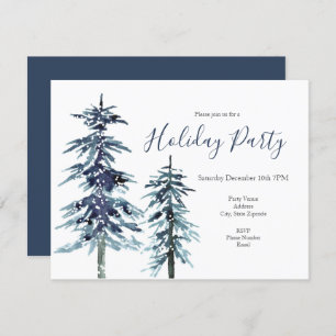 Two Watercolor Winter Pine Trees Invitation