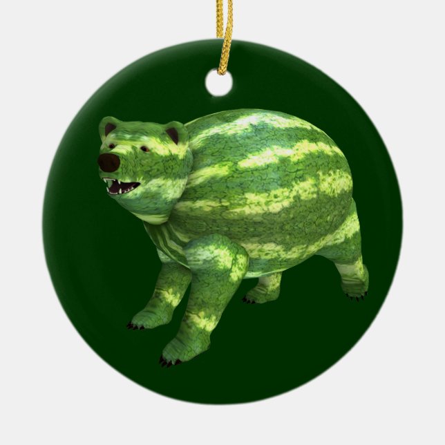 Two Watermelon Bears Ceramic Tree Decoration (Front)