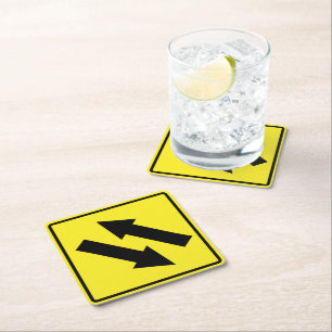 Two Way Traffic Sign Paper Coaster