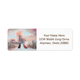 Two Welsh Corgis First Snow Return Address Label