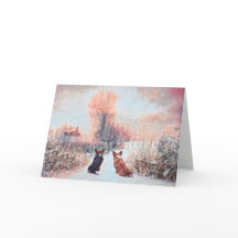 Two Welsh Corgis in Snow