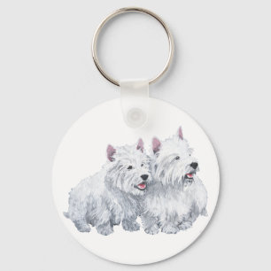 Two West Highland White Terriers Key Ring