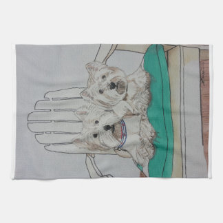 Two Westie Pals Tea Towel