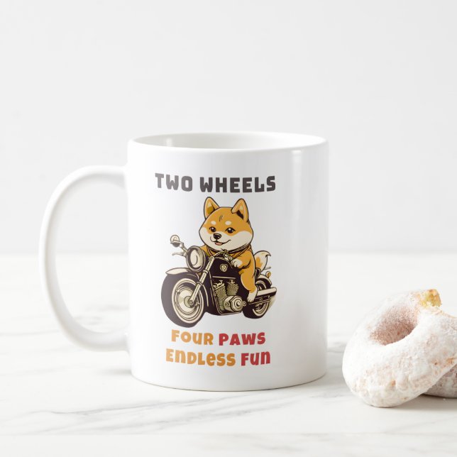 Two Wheels Four Paws Endless Fun Outdoor  Coffee Mug (With Donut)