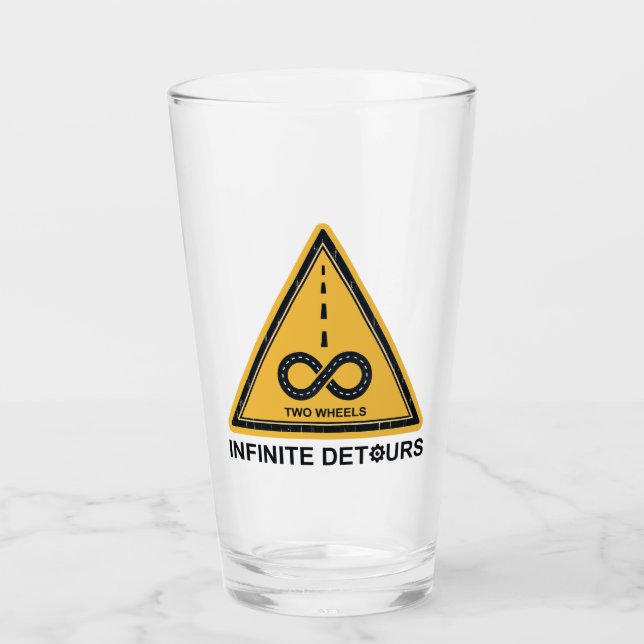 Two Wheels Infinite Detours Cycling Glass (Front)