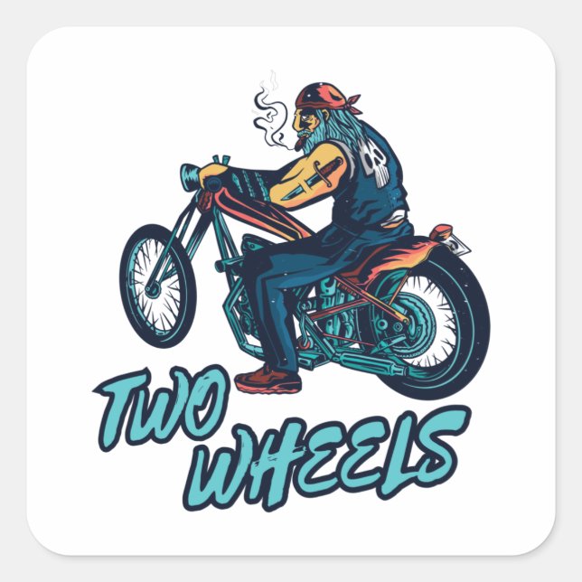 Two Wheels Motorcycle Square Sticker (Front)