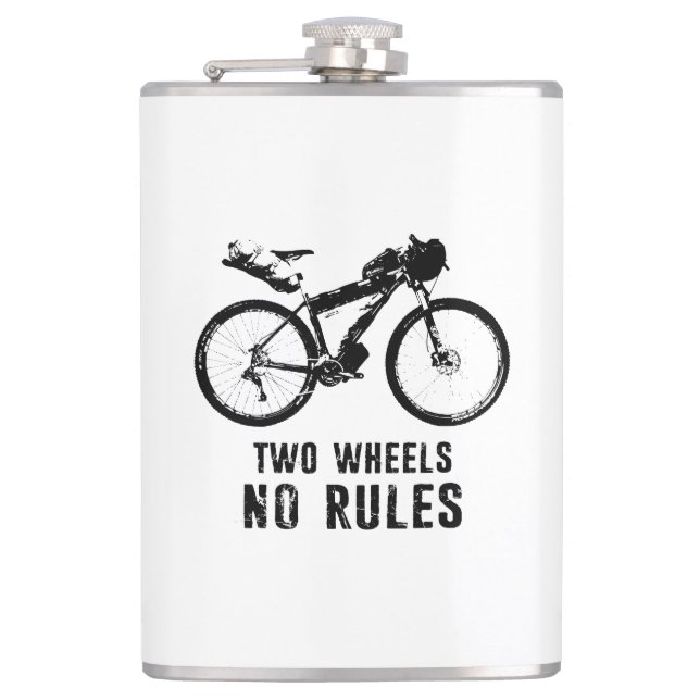 Two Wheels No Rules Bikepacking Hip Flask (Front)