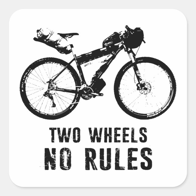 Two Wheels No Rules Bikepacking Square Sticker (Front)