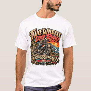 Two Wheels One Road Vintage Cafe Racer T-Shirt