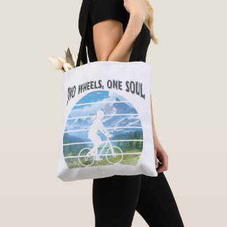 Two wheels, one soul. cycling sport tote bag