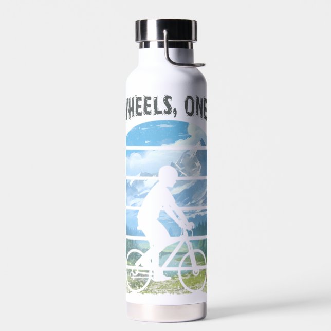Two wheels, one soul. cycling sport water bottle (Left)
