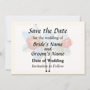 Two White And Orange Daffodils Save the Date