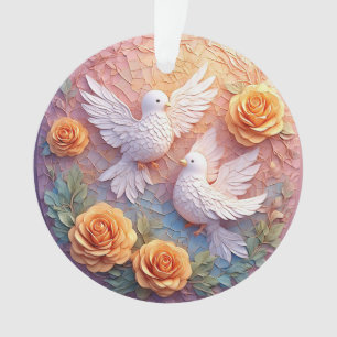 Two White Doves Amidst a Floral Pattern Ornament