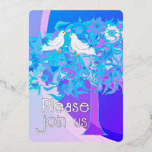 Two White Doves Art Deco Style