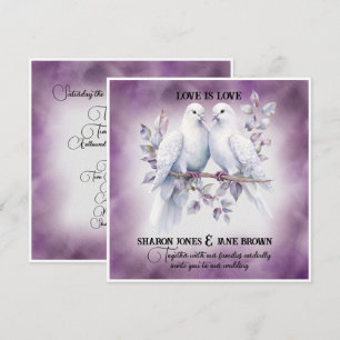 Two White Doves Lesbian Wedding Invitation