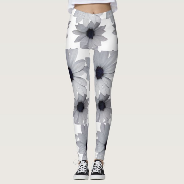 two white flowers leggings (Front)